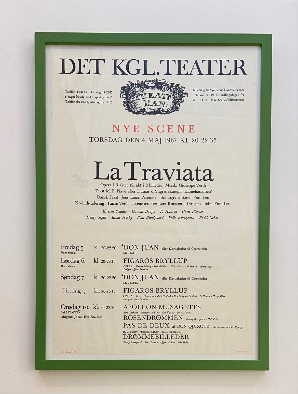 Det Kgl. Teater - La Traviata 1967 Framed by Frøde