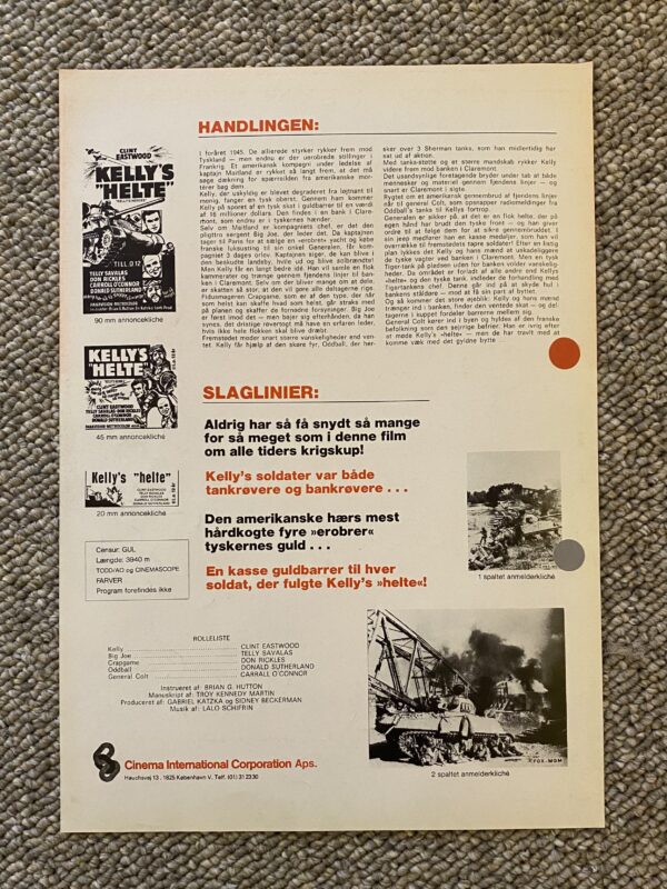 Kelly's Helte - 1970 - Org. Pressemedl. - Bagside
